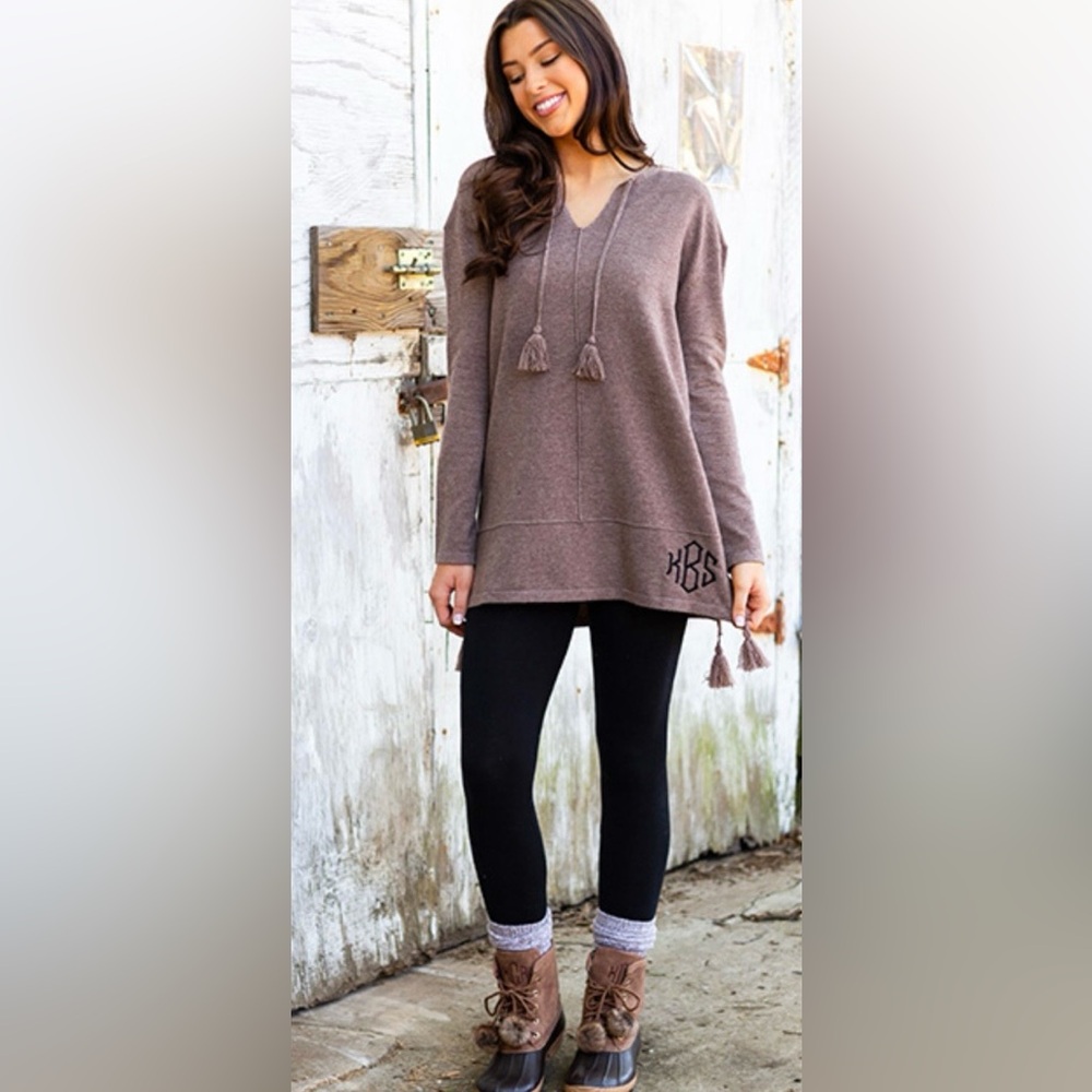 MarleyLilly Women’s Monogrammed Tunic Brown Size 2XL/3XL